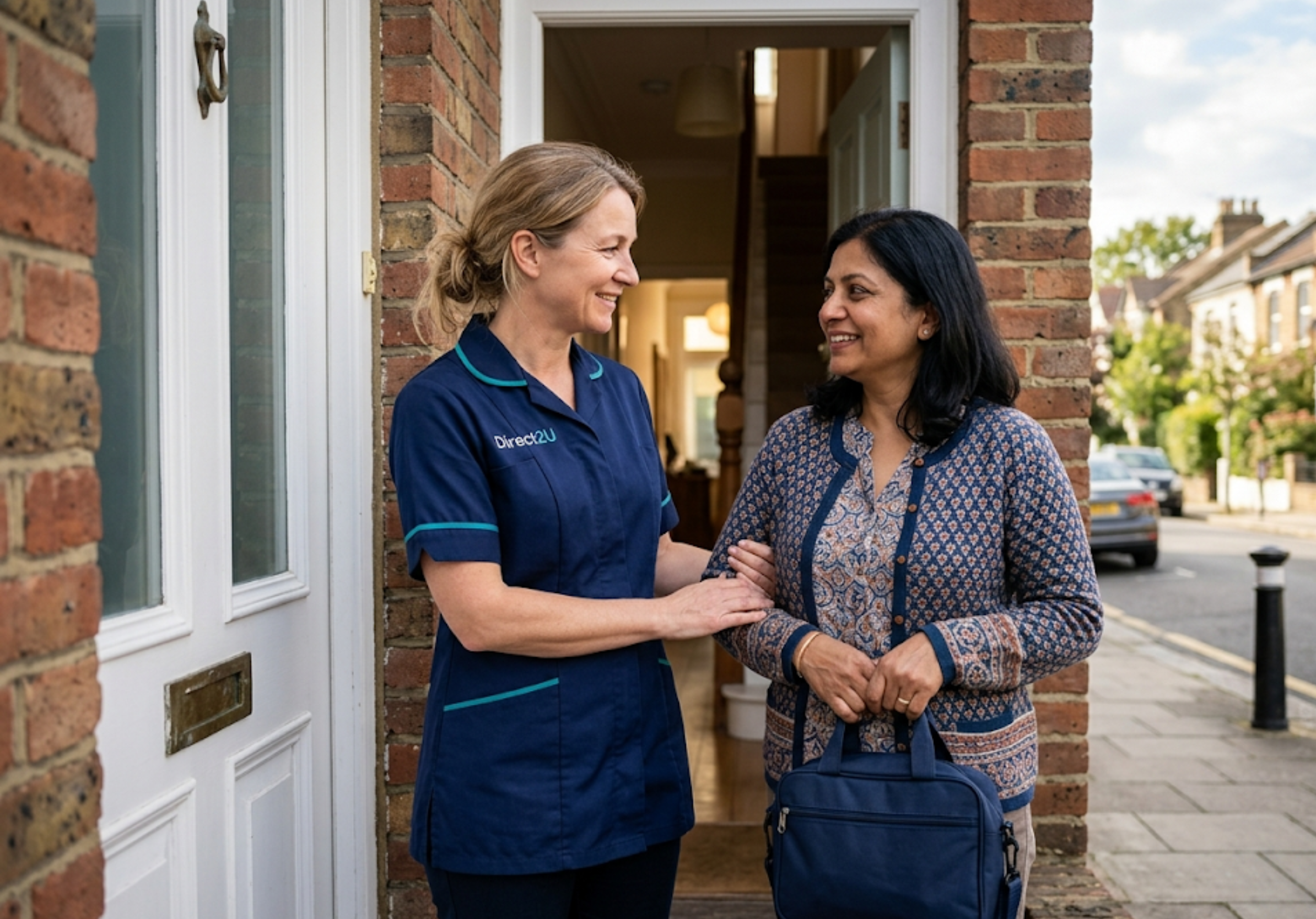 Direct2U carer taking over from a family carer - professional respite handover in North London